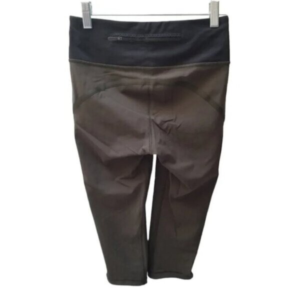Lululemon Smooth Stride Crop Dark Olive / Black 4 - Picture 3 of 9